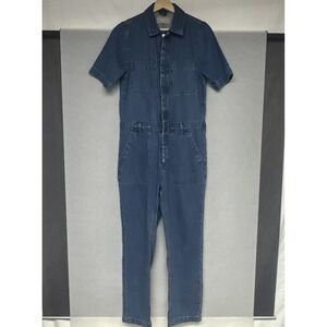 Everlane Denim Jumpsuit Womens Sz 0 Blue Button Down Organic Cotton Coveralls